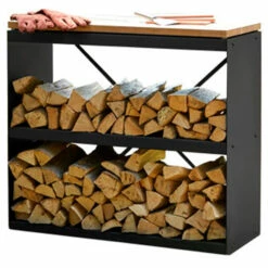 Armario De Almacenaje Negro De Madera Con 2 Estantes