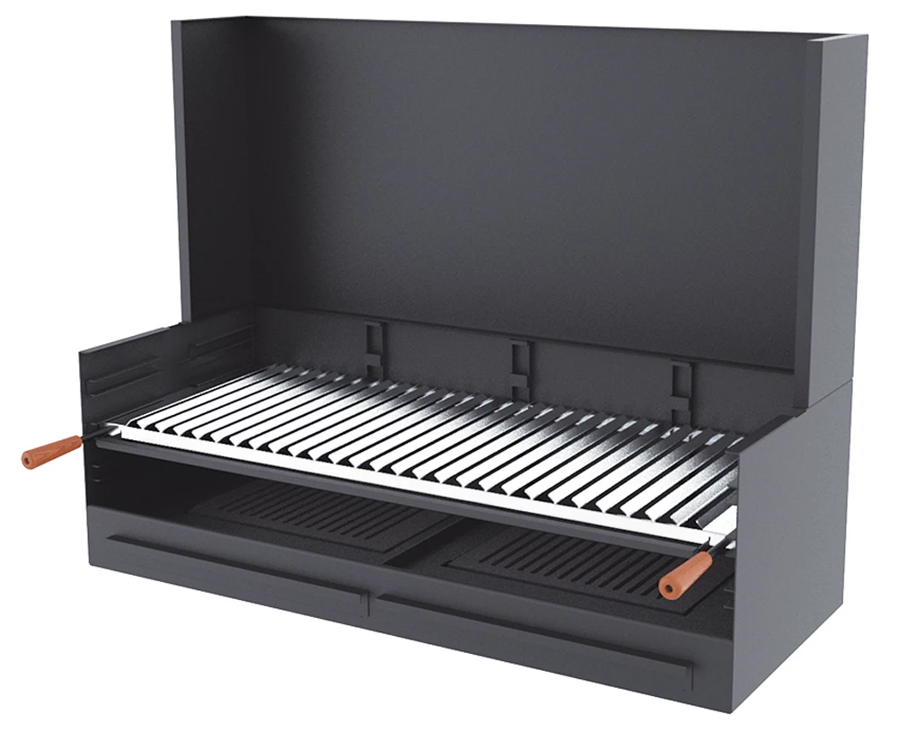 Barbacoa Carbón Y Leña 100 Cm Con Paravaientos 3 Barbacoa Carbón Y Leña 100 Cm Con Paravaientos