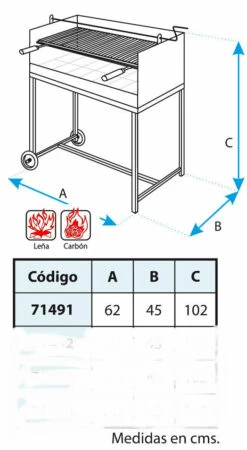 Barbacoa Argentina 62 Cm. Con Elevador -Parilla Ventas 2024 Barbacoa Argentina 62 cm con Elevador 3