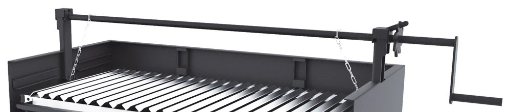 Barbacoa De Carbón Y Leña 80 Cm Con Elevador Y Carro - Imagen 3