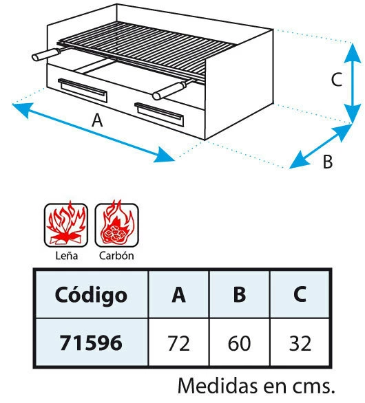 Cajon Barbacoa Con Parrilla Inox. Grande Extra Fondo 5 Cajon Barbacoa Con Parrilla Inox. Grande Extra Fondo - Imagen 3