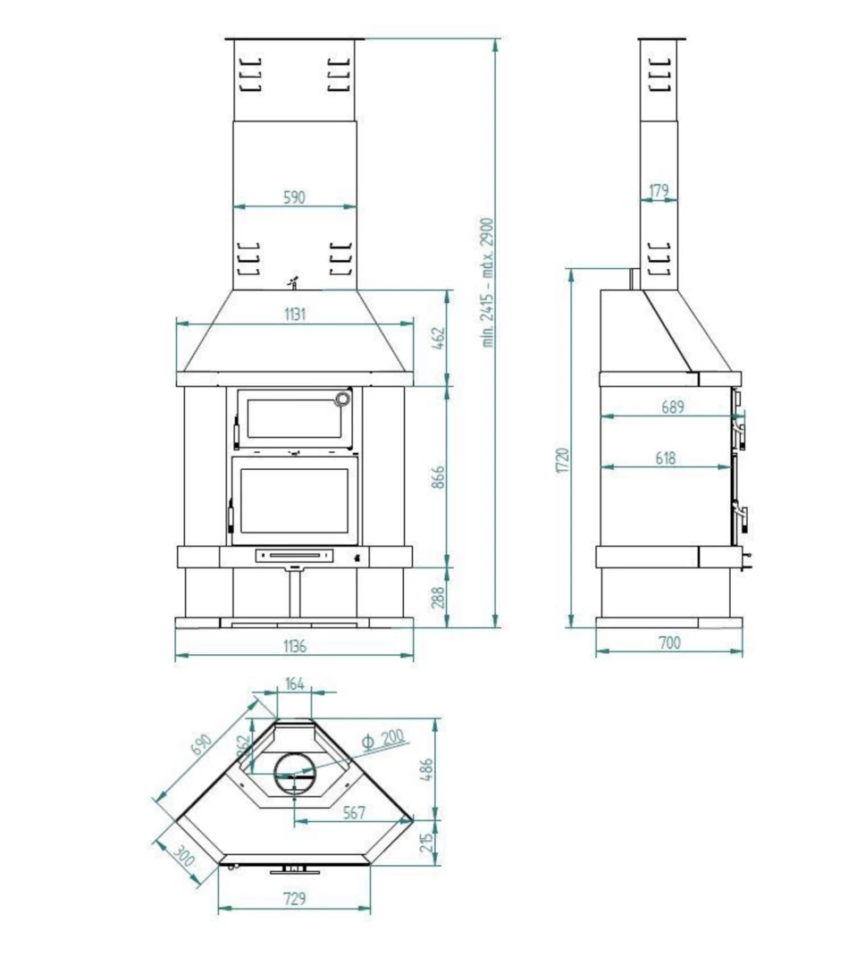 Chimenea Leña Frontal Con Horno Modelo C-300 H 6 Chimenea Leña Frontal Con Horno Modelo C-300 H - Imagen 4