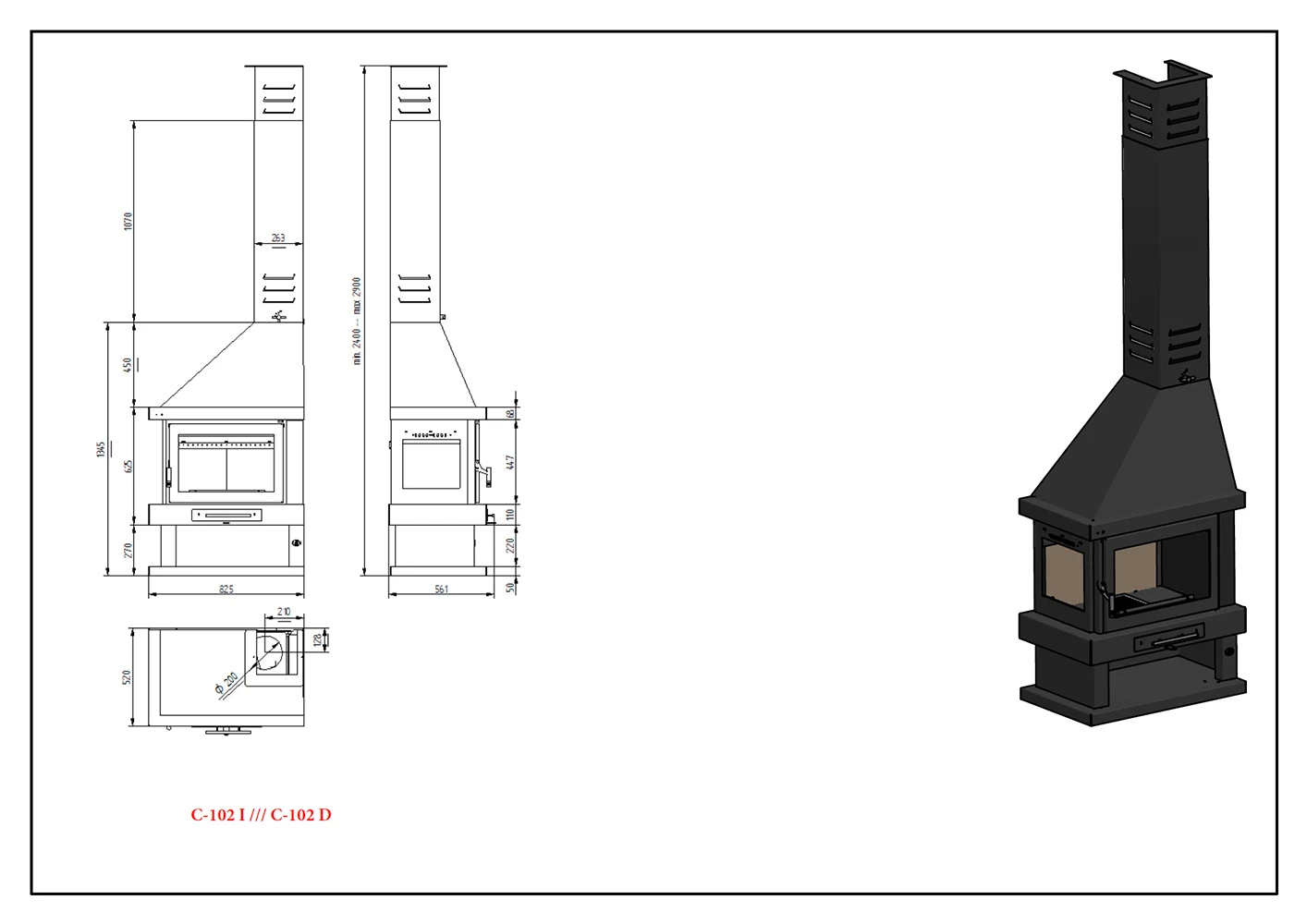 Chimenea De Leña Rinconera Modelo C-102 IK 5 Chimenea De Leña Rinconera Modelo C-102 IK - Imagen 3