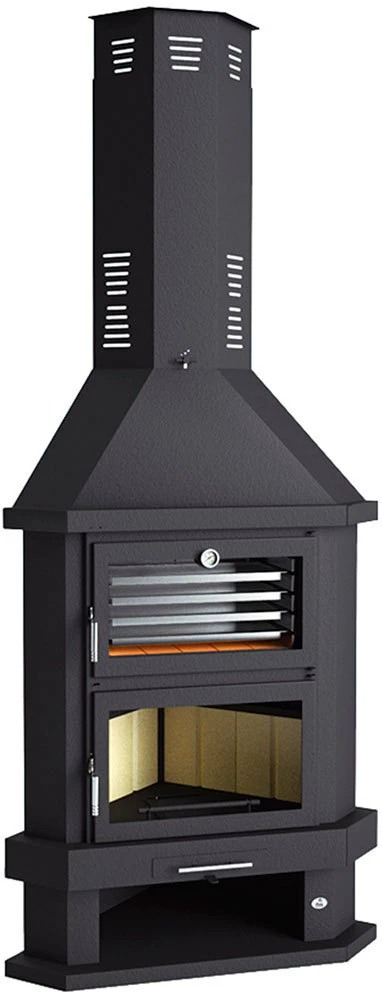 Chimenea De Leña Rinconera Con Horno Modelo C-200 RH
