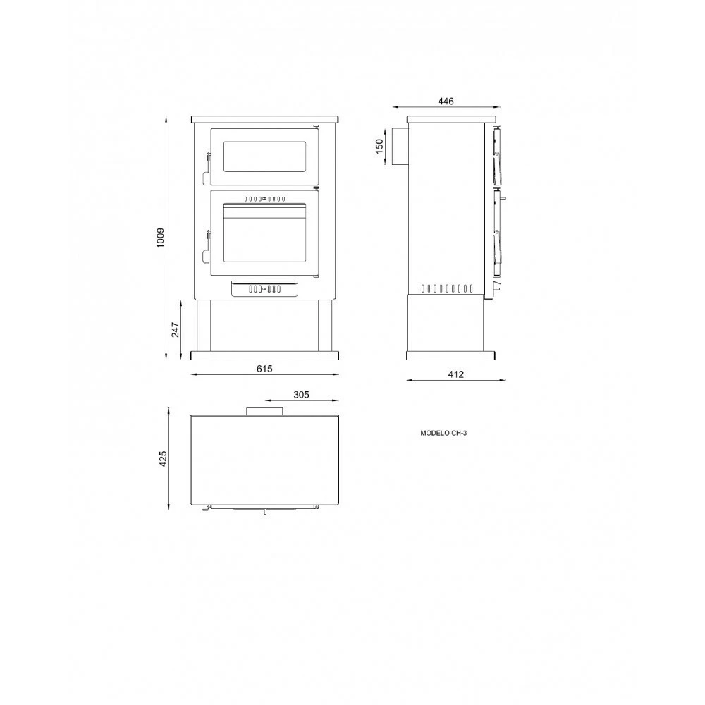 Estufa De Leña Con Horno Modelo CH-3 5 Estufa De Leña Con Horno Modelo CH-3 - Imagen 3