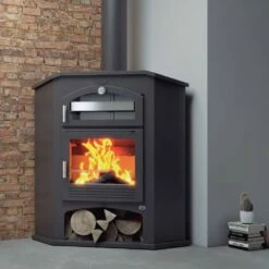Estufa De Leña Rinconera Con Horno M-106 R -Parilla Ventas 2024 Estufa de Lena Rinconera con Horno M 106 R 1