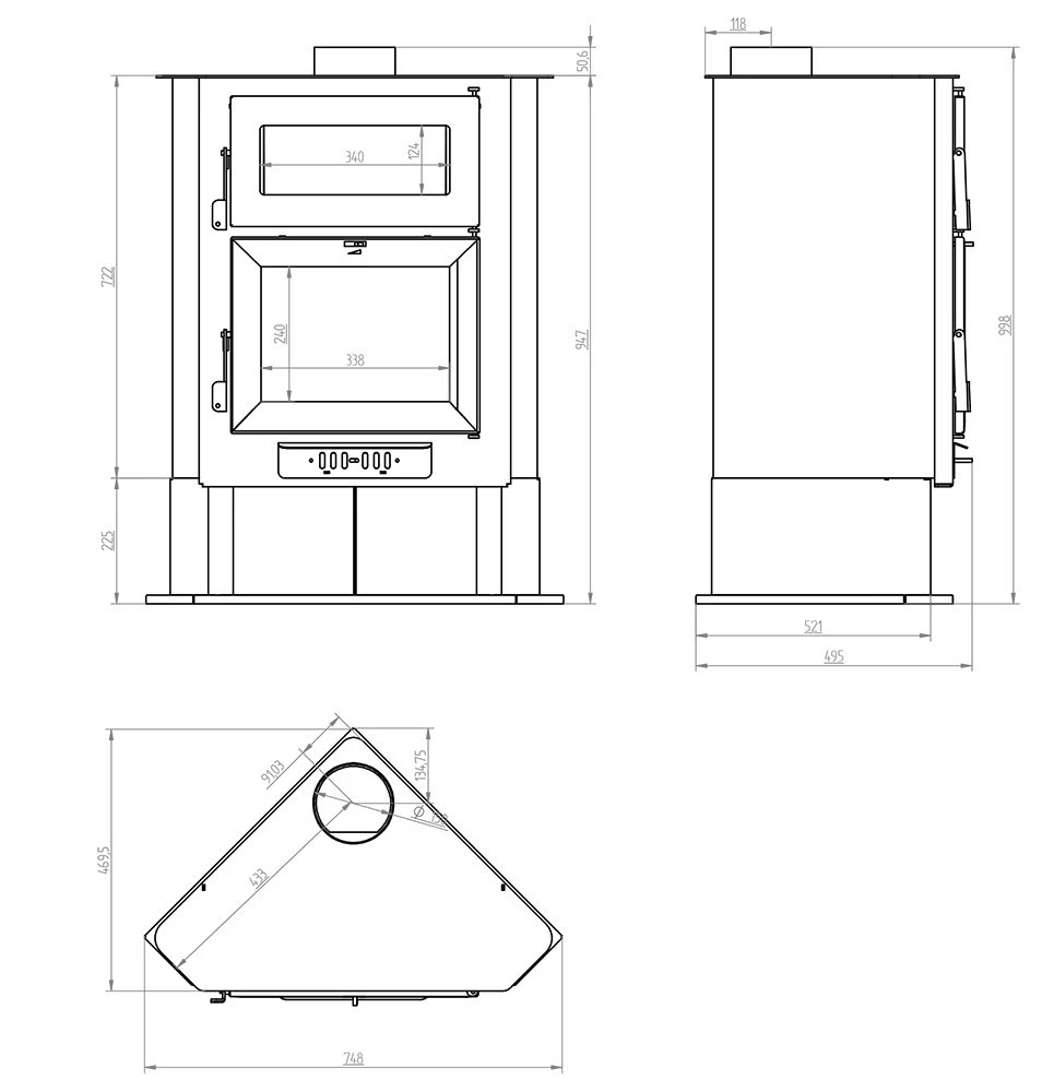 Estufa De Leña Rinconera Con Horno Modelo CH-5 H - Imagen 4