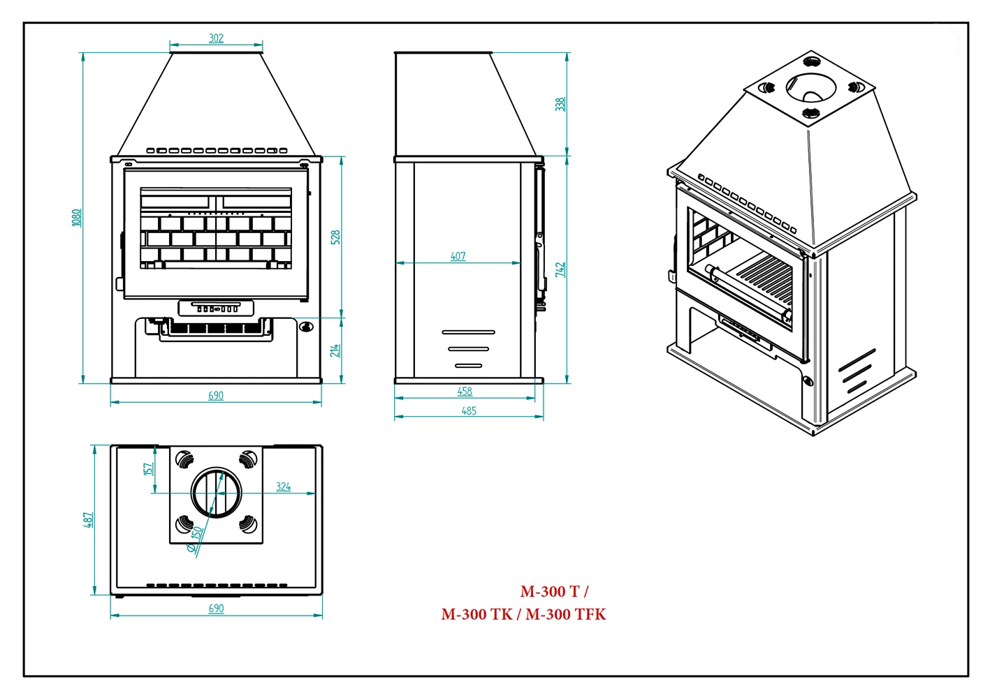 Estufa De Leña Con Turbinas Modelo M-300 TFK 5 Estufa De Leña Con Turbinas Modelo M-300 TFK - Imagen 3