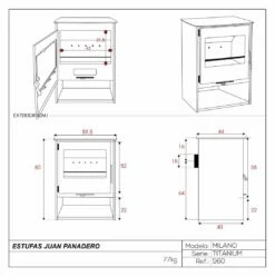 Estufa De Leña Eco Design Milano Titanium -Parilla Ventas 2024 Estufa de lena Eco Milano Titanium 1