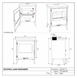 Estufa De Leña Eco Design Veneto Titanium -Parilla Ventas 2024 Estufa de lena Eco Nice Titanium 9