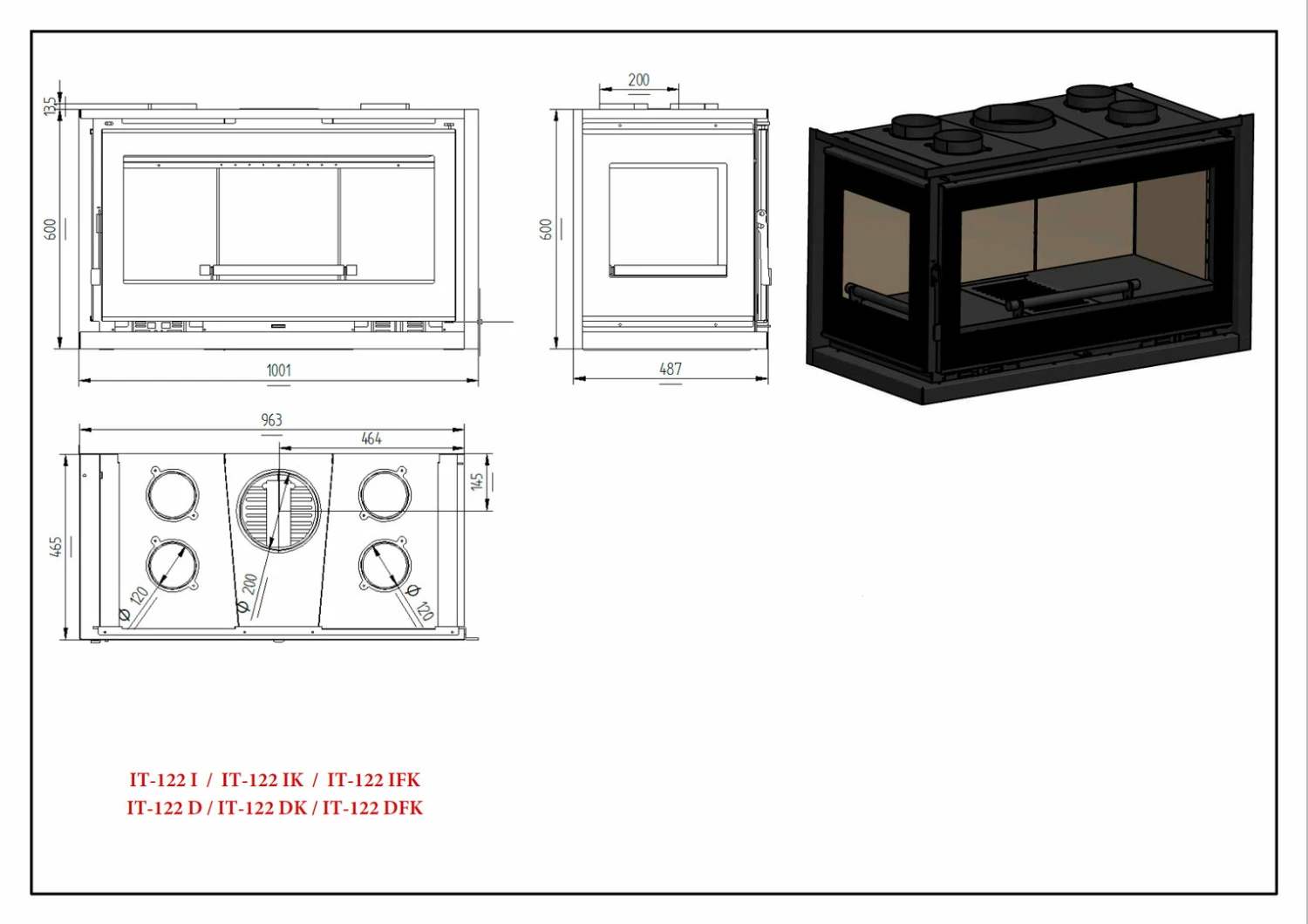 Insertable De Leña Modelo IT-122 DFK 5 Insertable De Leña Modelo IT-122 DFK - Imagen 3