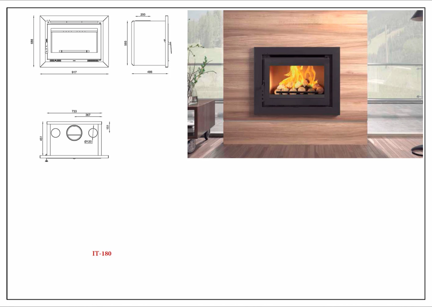 Insertable De Leña Modelo IT-180 F 5 Insertable De Leña Modelo IT-180 F - Imagen 3
